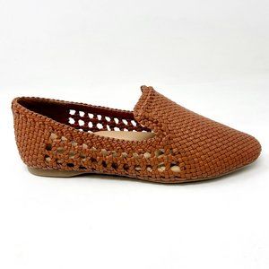 Birdies The Starling Cognac Woven Womens Vegan Leather Slip On Flats Loafers